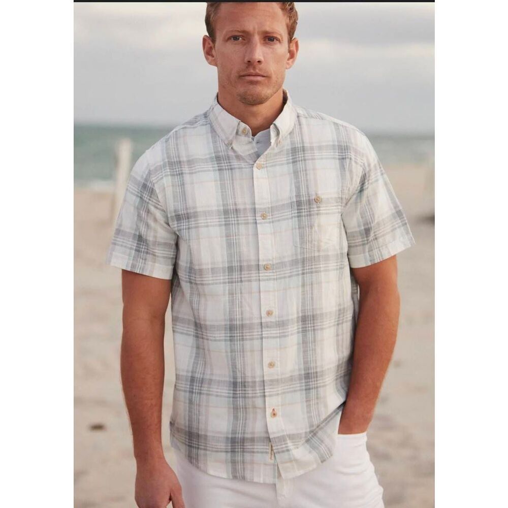 Weatherproof Vintage NWT Plaid Short Sleeve Shirt Men’s XL Soothing Sea